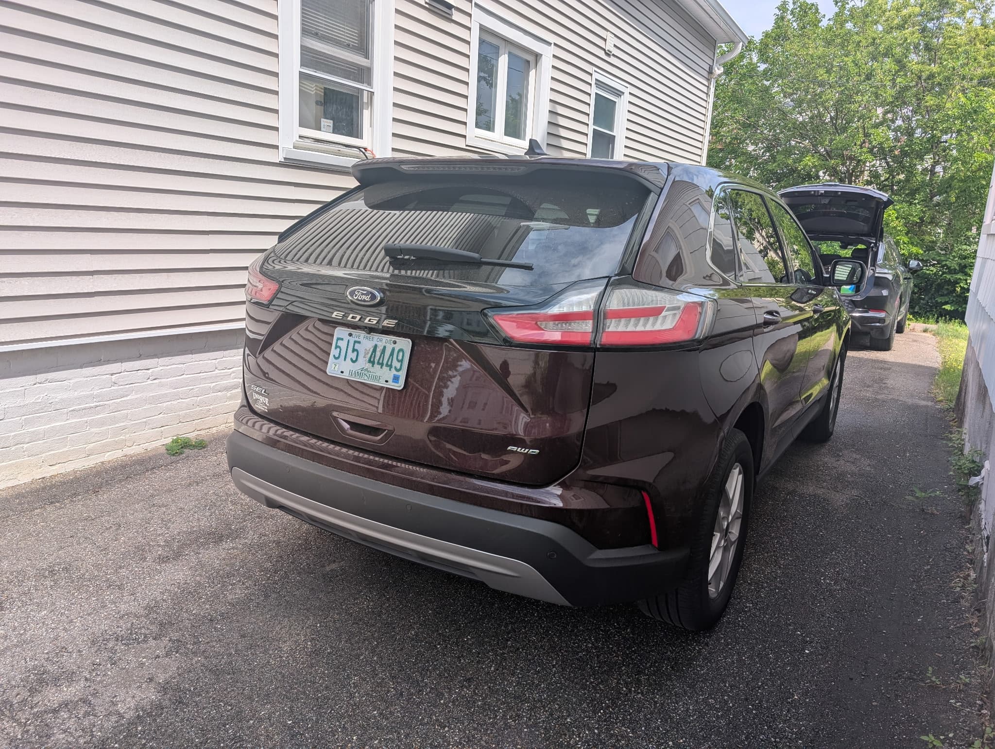 Exterior rear view of clean Ford Edge