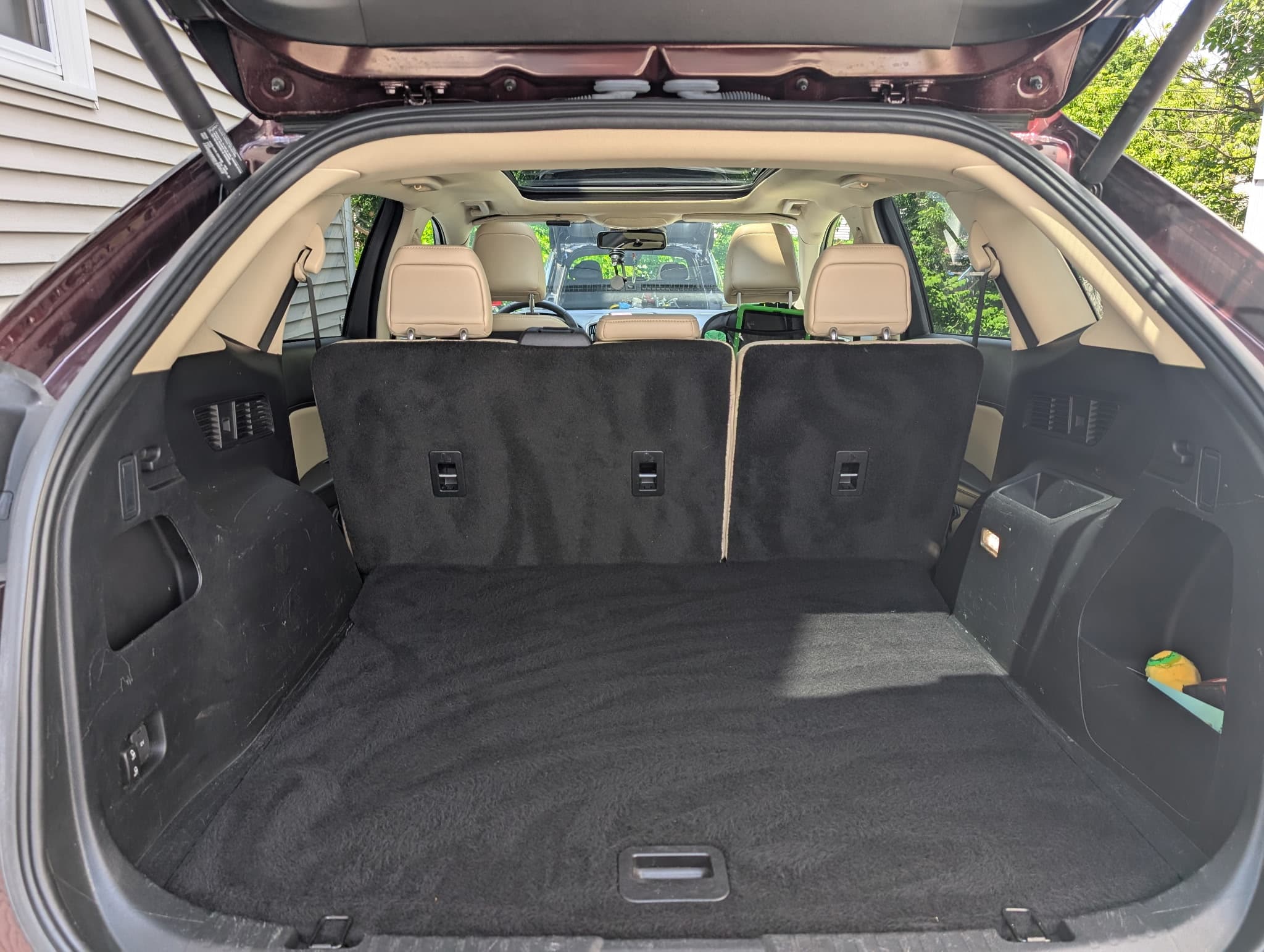 Spotless trunk carpet after extraction and vacuuming